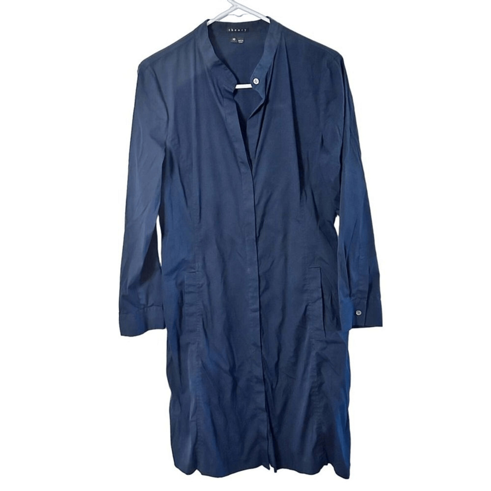 THEORY Elisca Wealth Navy Shirt Dress Woman Size 10